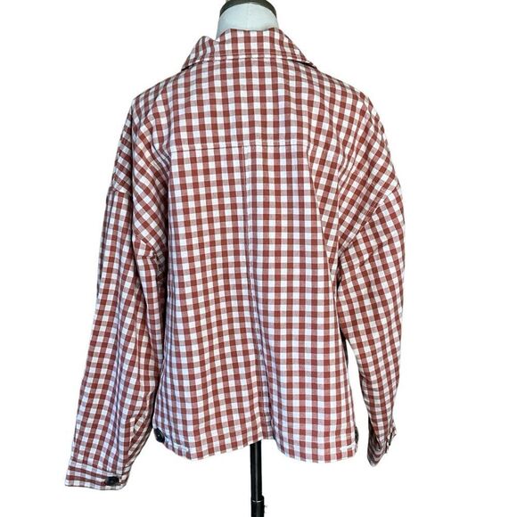 Levi's Woman's Cara Cotton Prep Jacket Size L Baked Clay Check Pattern NWT - Picture 9 of 16